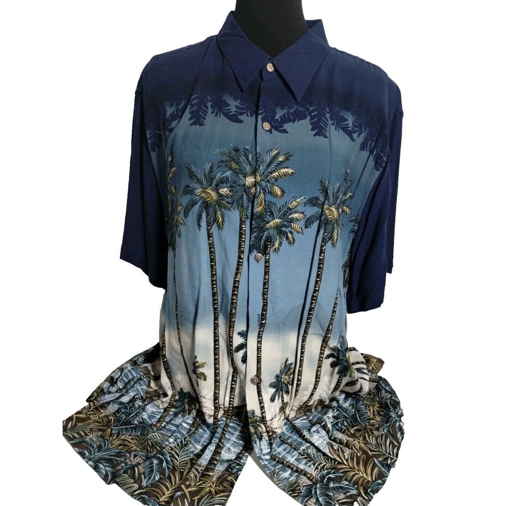Batik Bay Palm Tree Hawaiian Button Up Shirt Tropical‎ Vacation Mens XL